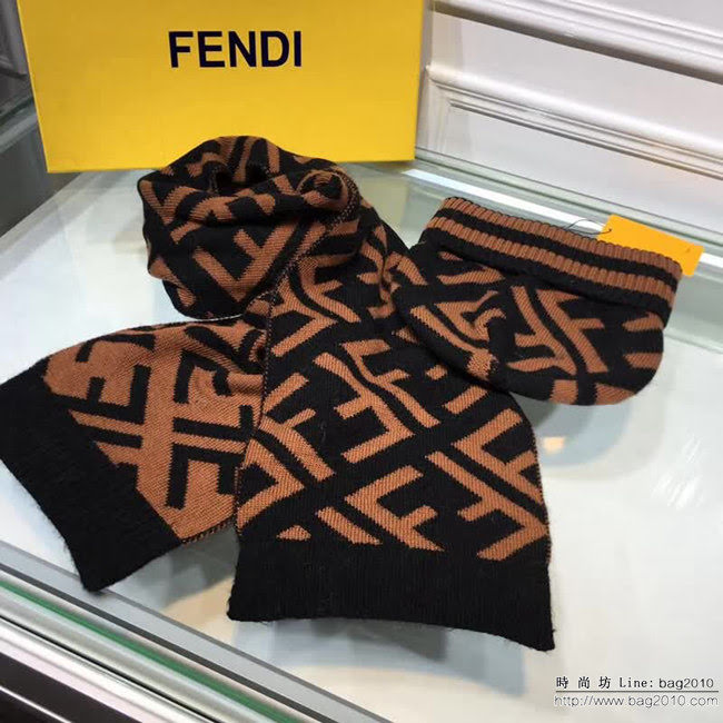 FENDI芬迪 原單 官網最新羊毛針織帽子圍巾套裝 男女同款 LLWJ6215